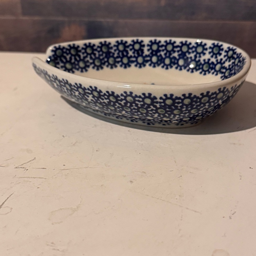 Polish Pottery Spoon Rest bluebells Flowers Handmade BOLESLAWIEC POLAND - Picture 4 of 6